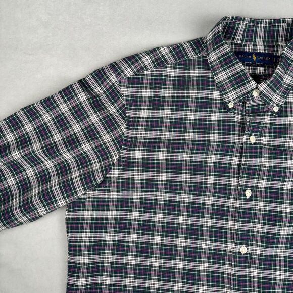 Polo Ralph Lauren Button Down Shirt Mens L Long Sleeve Plaid Classic Preppy Blue - Picture 3 of 12